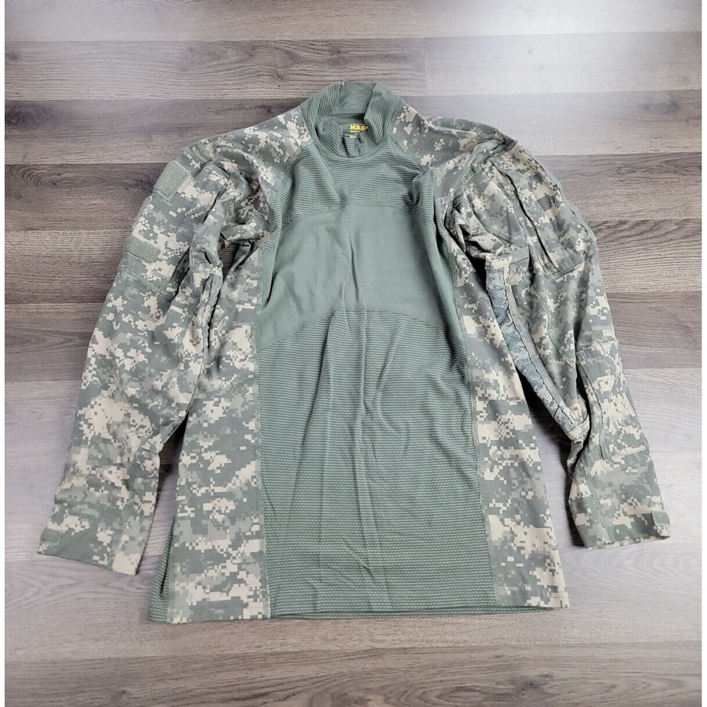 Massif US Army Combat Shirt Small ACU Digital Camo Mock Neck Patches Mens